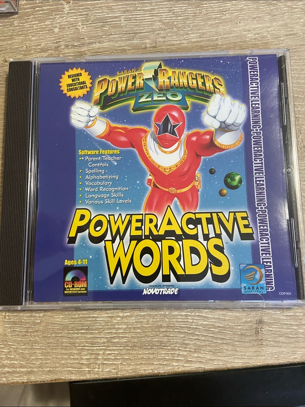 POWER RANGERS ZEO POWER ACTIVE WORDS SOFTWARE CD SABAN 1996